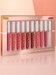 CAKAILA Matte Lipstick and Lip Lacquer Moisturizing 10 pcs