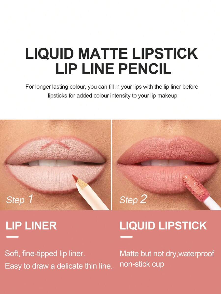 HANDAIYAN Lip Liner And Lip Gloss Combination Set