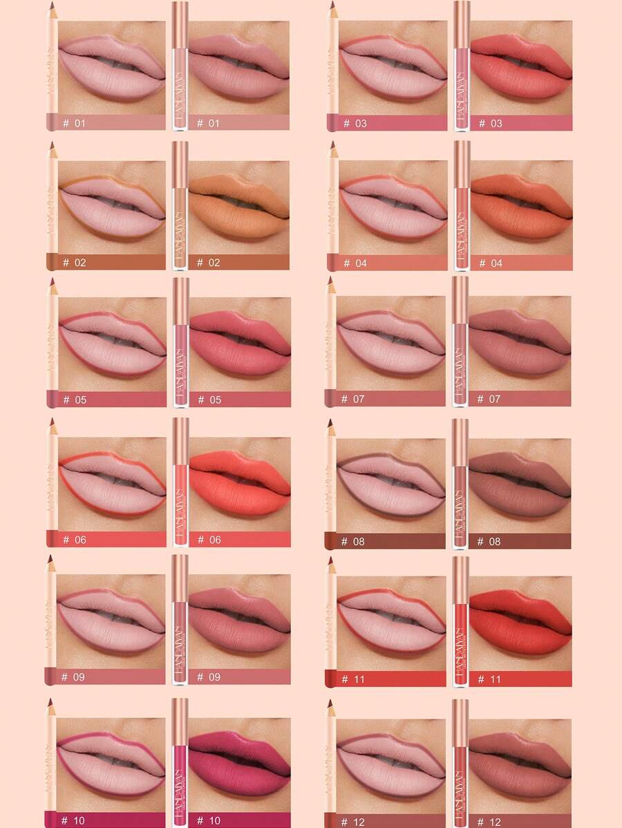 HANDAIYAN Lip Liner And Lip Gloss Combination Set
