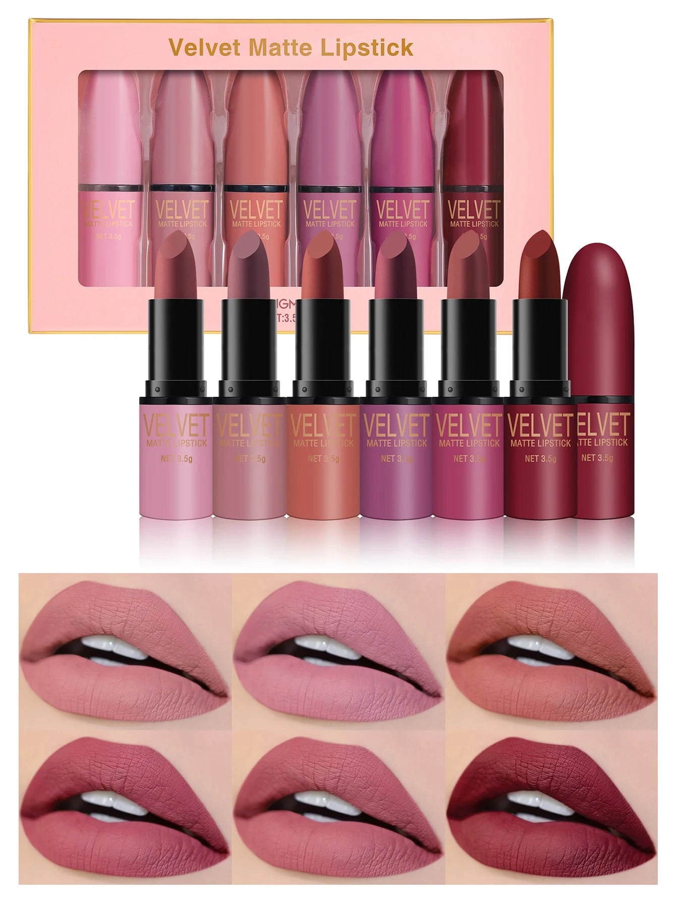 LANGMANNI Velvet Matte Lipstick Set 6 Colors