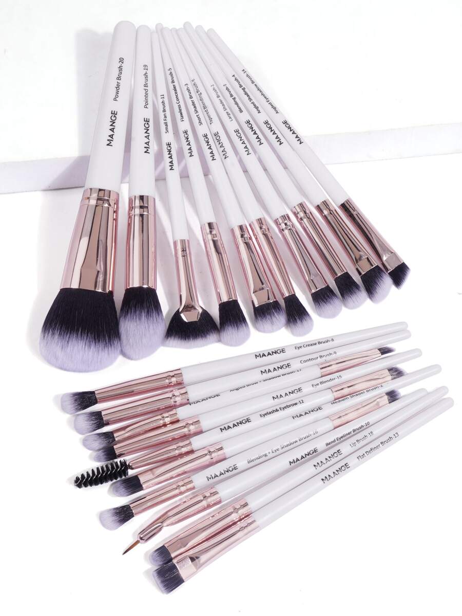 SheIn Mang Professional Makeup Brush Set 20 Pieces - White