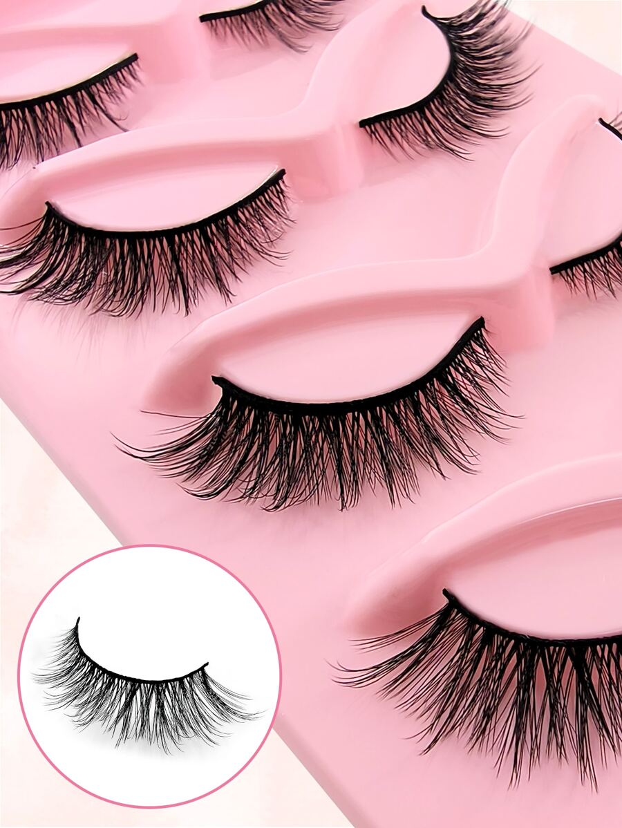 Shein 5 Pairs Lashes Cat Eye Look Eyelashes Volumized