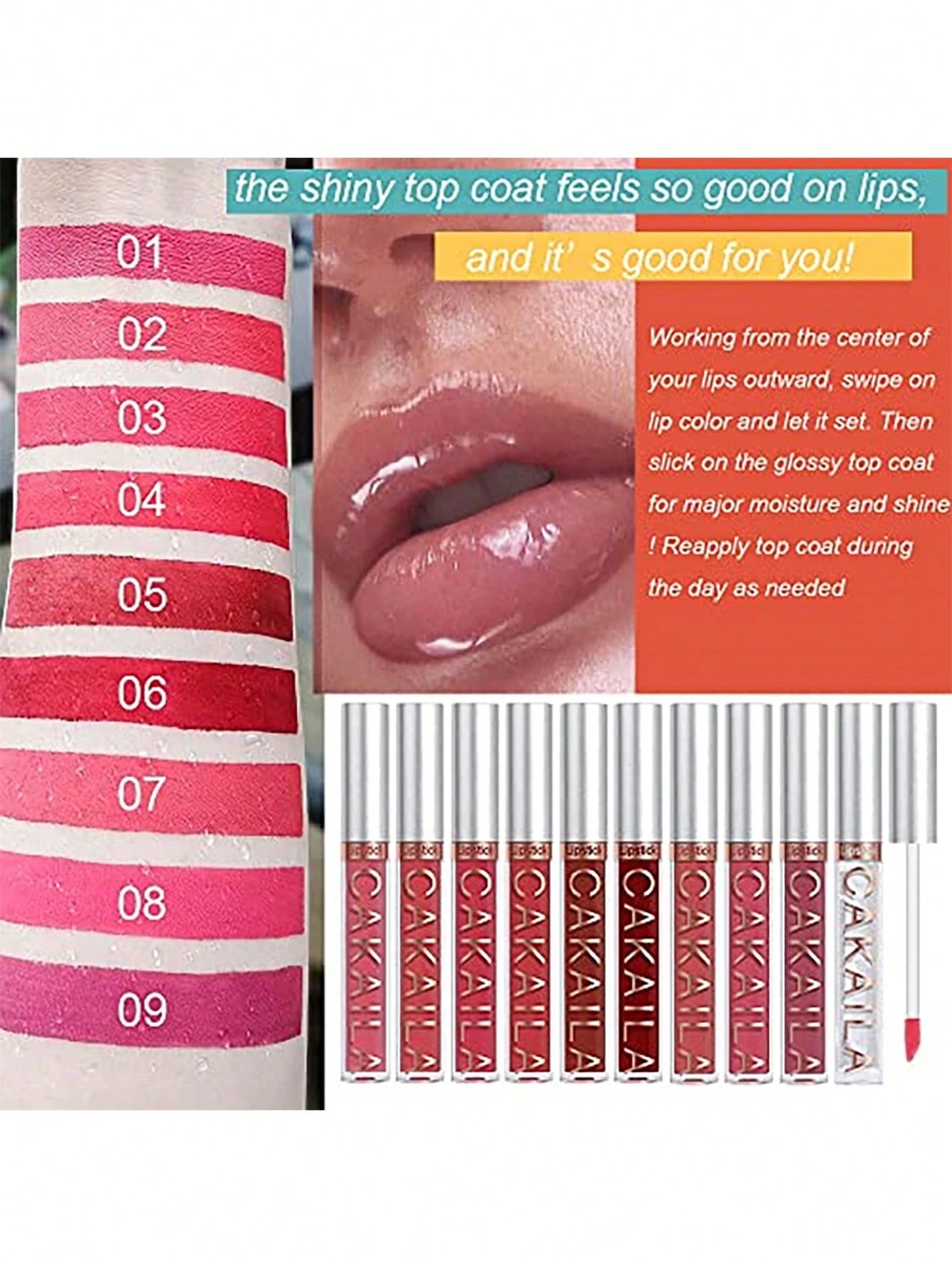 CAKAILA Matte Lipstick and Lip Lacquer Moisturizing 10 pcs