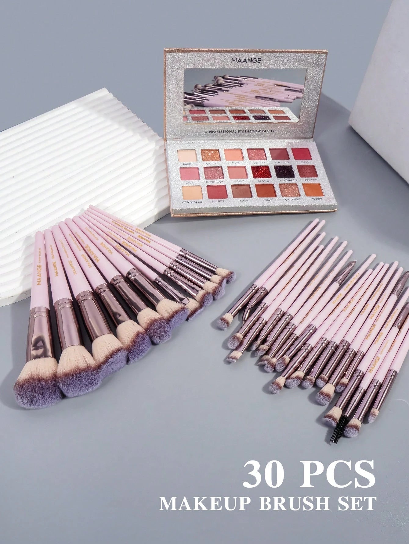 Maange 30Pcs Pro Makeup Brush Pink