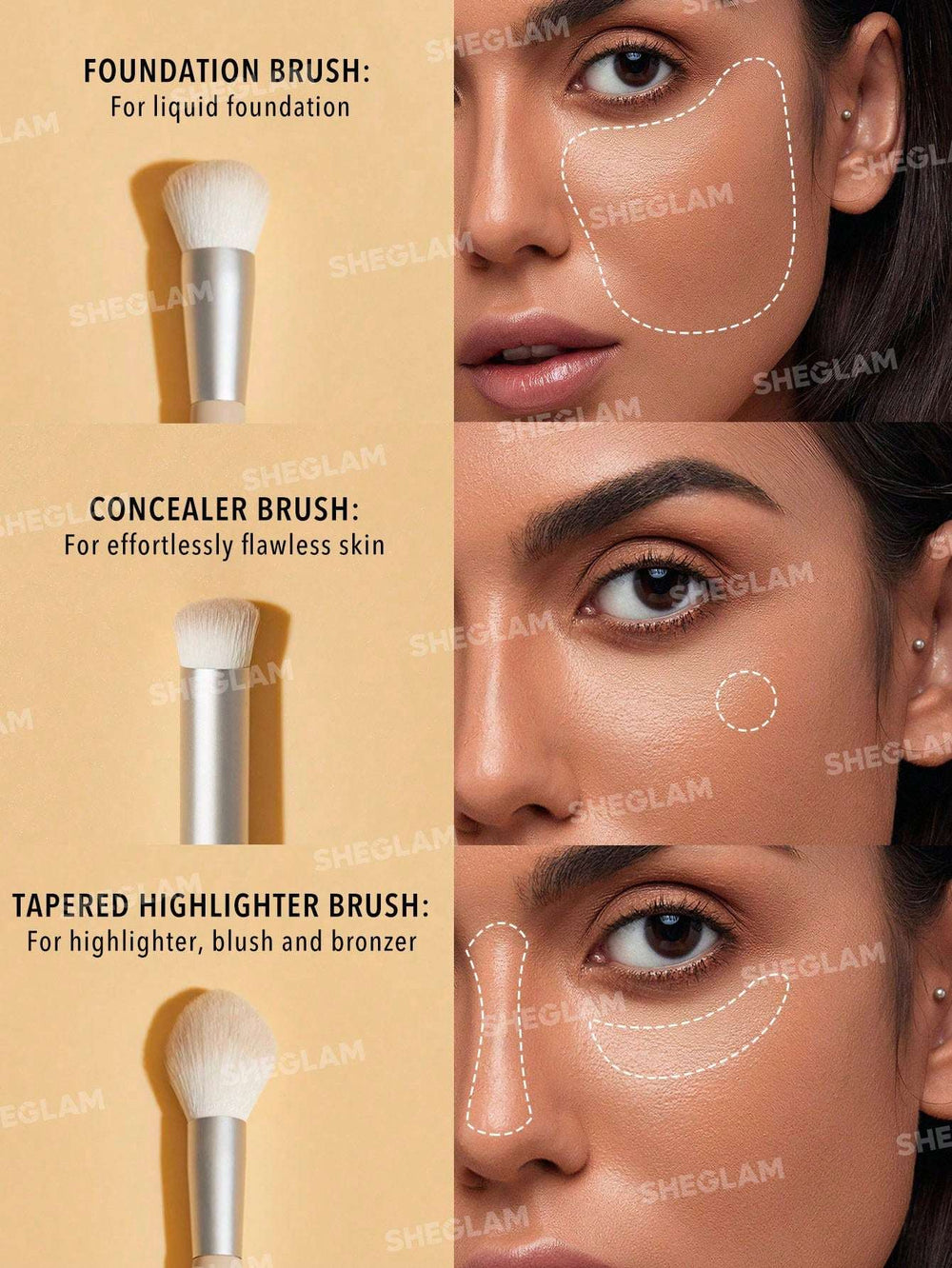 SHEGLAM Glam 101 Face Essentials Makeup Brush Set