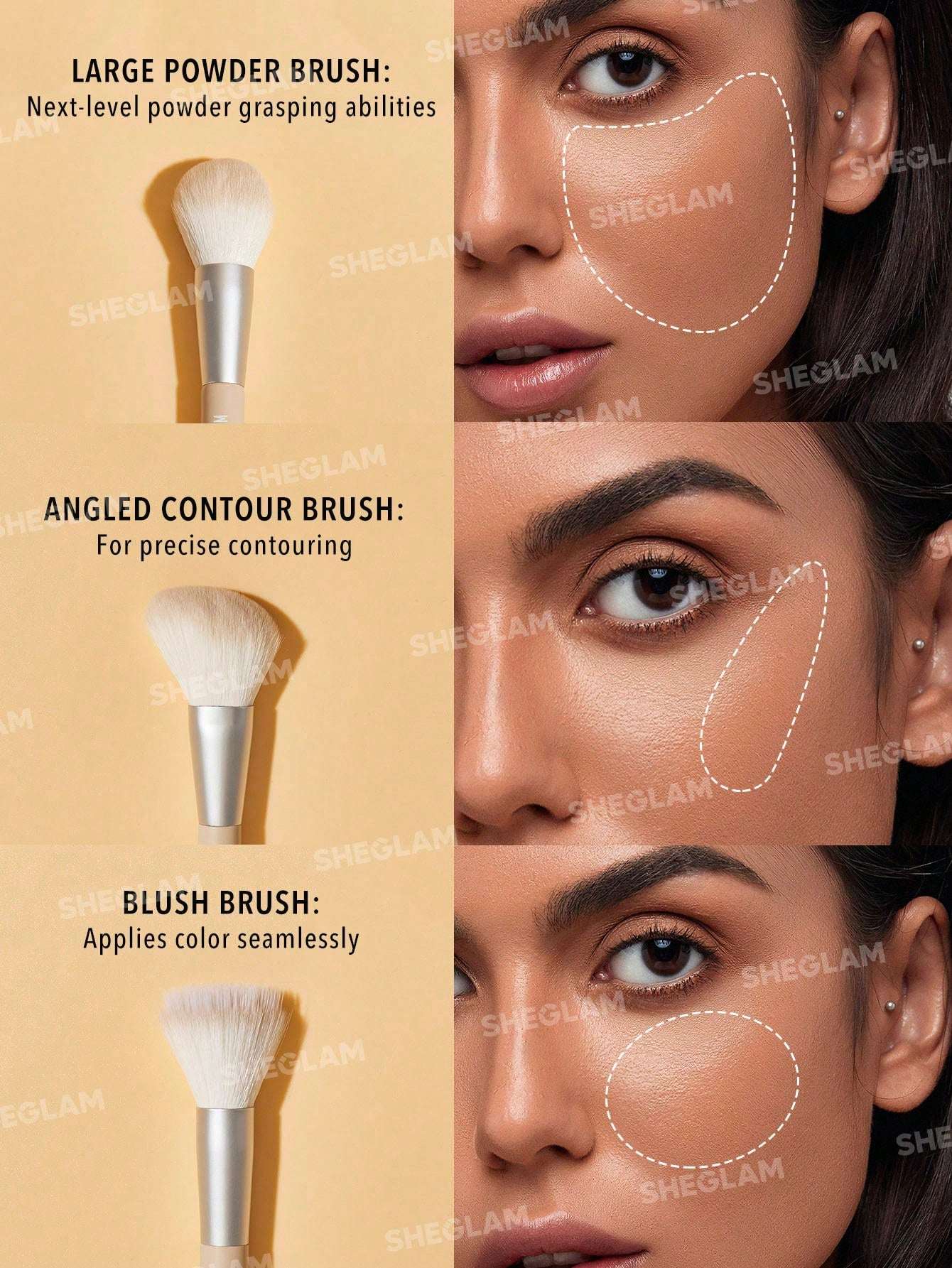 SHEGLAM Glam 101 Face Essentials Makeup Brush Set