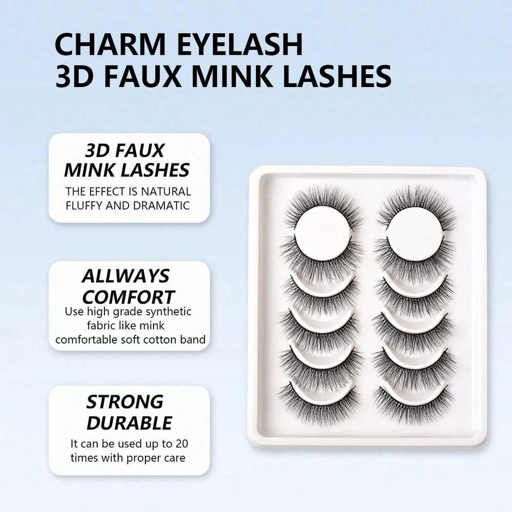 shein 6 Pairs 3D Faux Mink Lashes Fluffy Soft