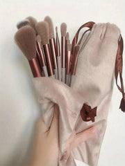 Shein 13pcs brown Makeup Brushes with bag