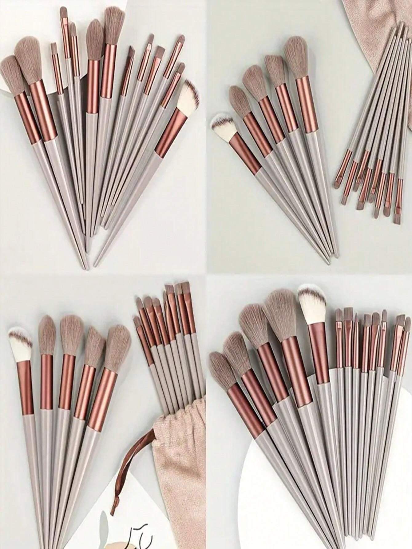 Shein 13pcs brown Makeup Brushes with bag