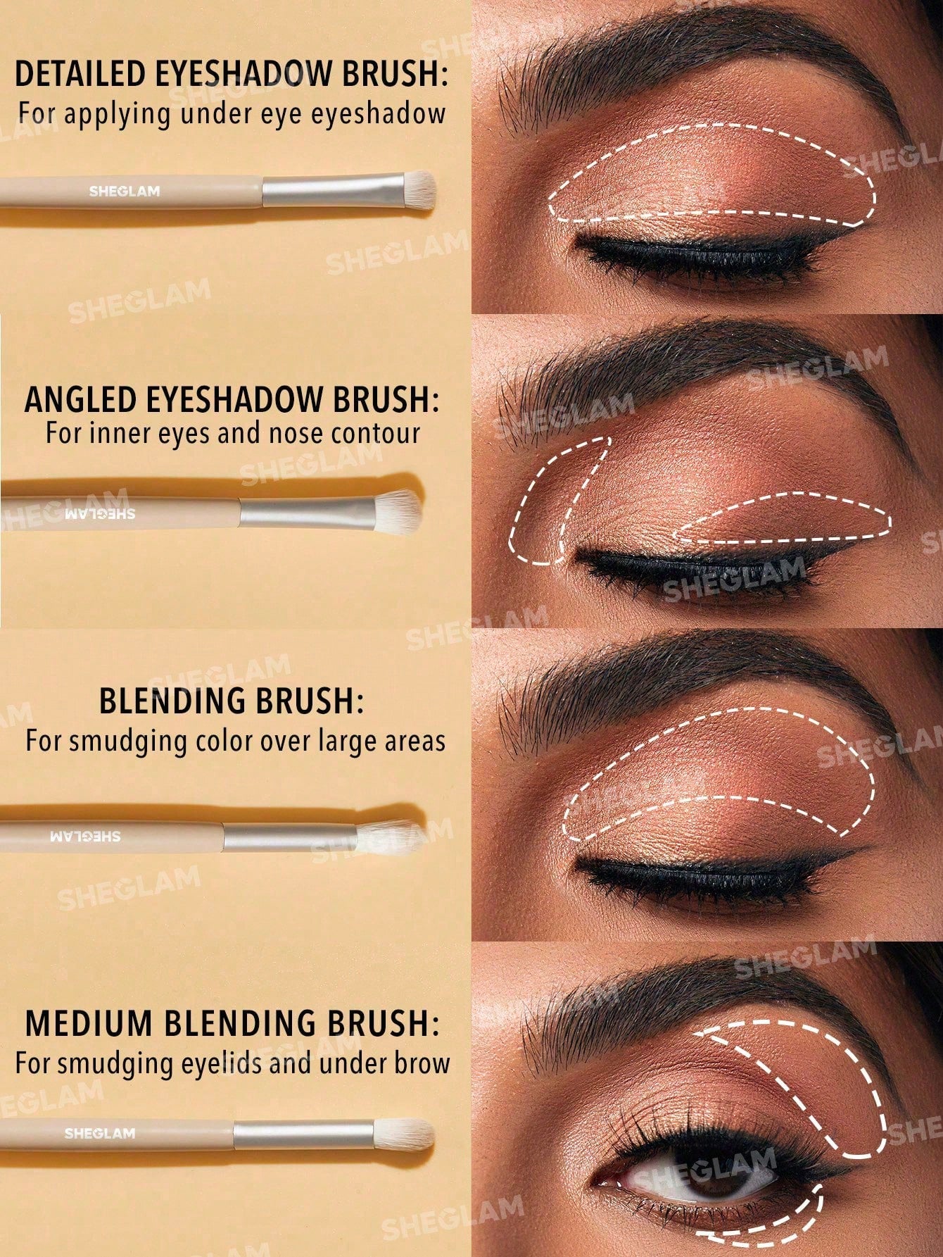 Sheglam Glam 101 Eye Essentials Makeup Brush Set 4Pcs
