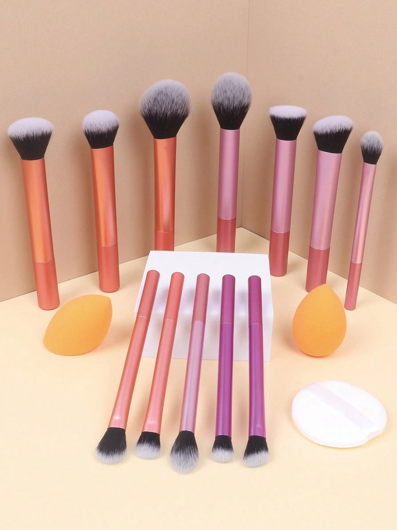Shein 12Pcs multi functional makeup brush set and 3 makeup sponge