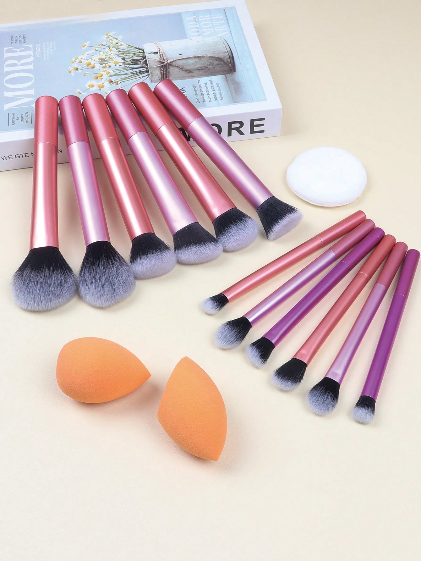 Shein 12Pcs multi functional makeup brush set and 3 makeup sponge