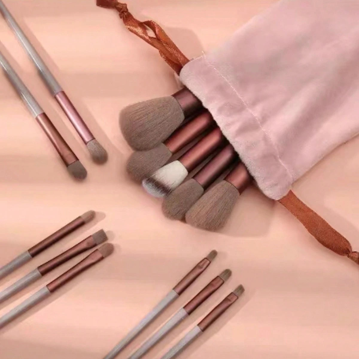 Shein 13 piece coffee brown makeup brush set