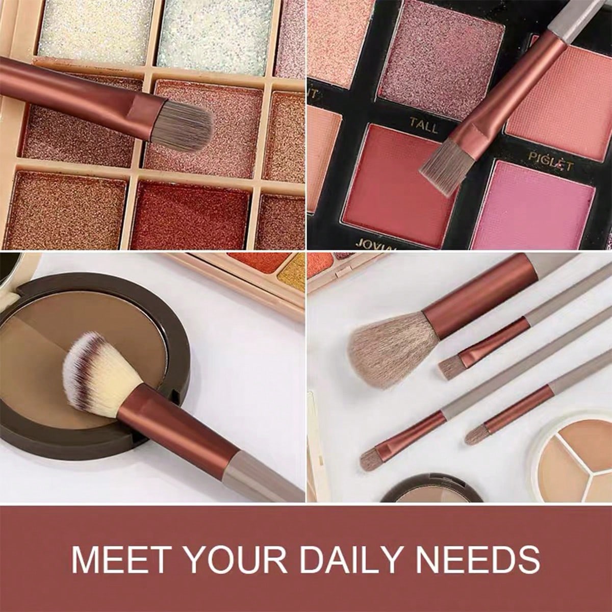 Shein 13 piece coffee brown makeup brush set