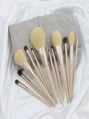 12pcs makeup brush set with storage bag pink from SHEIN