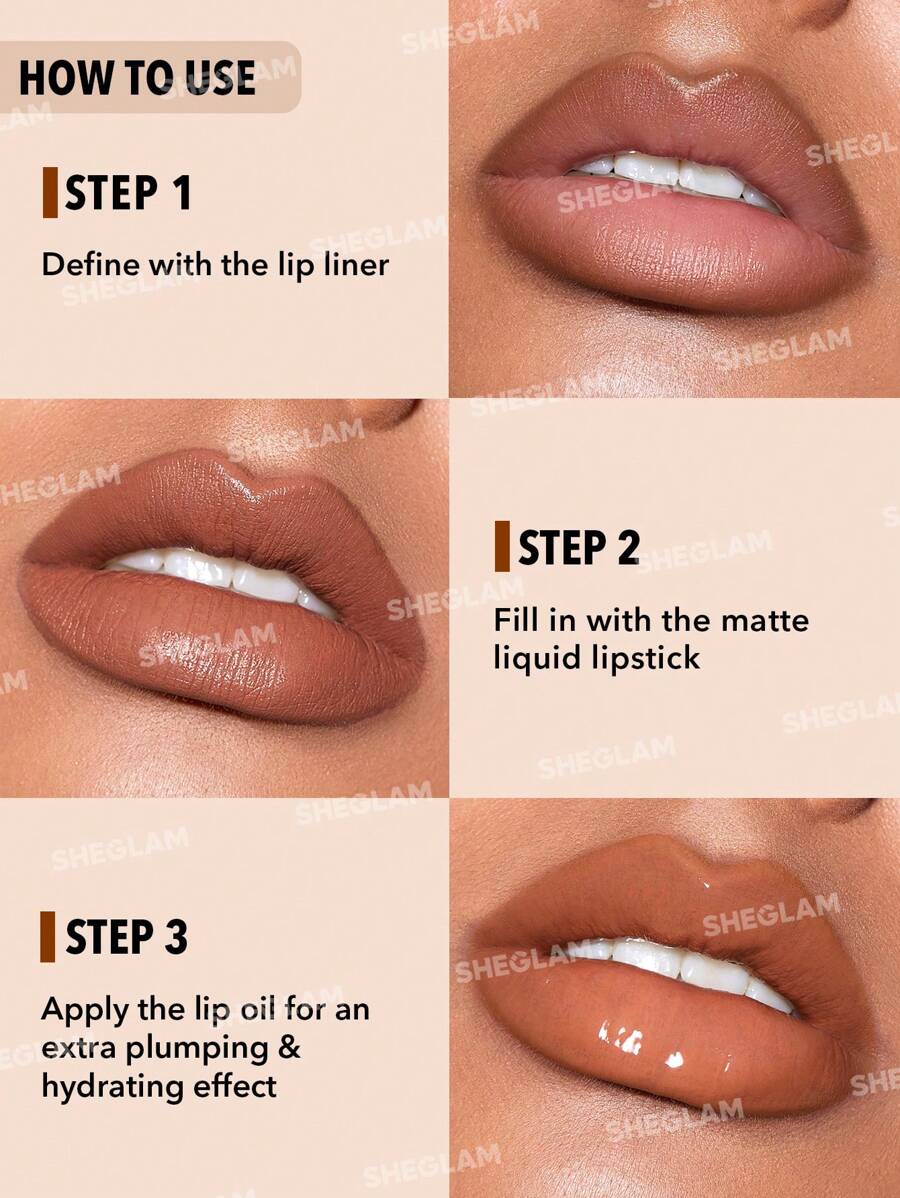 Sheglam Soft 90's Glam 3 in 1 Lip Liner And Lip Duo - Haute Cocoa