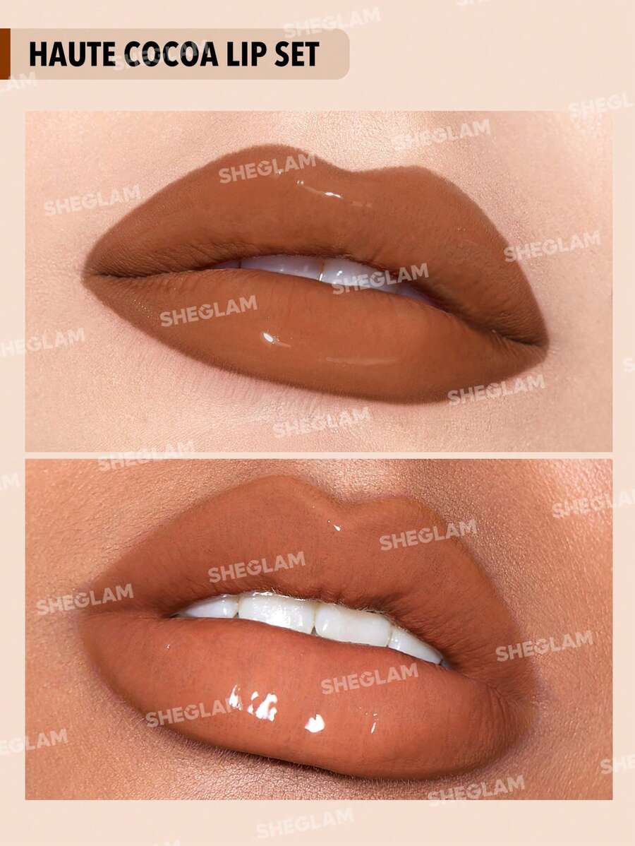 Sheglam Soft 90's Glam 3 in 1 Lip Liner And Lip Duo - Haute Cocoa