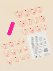 Shein Red and Pink Balloon Nails 24Pcs
