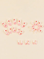 Shein Red and Pink Balloon Nails 24Pcs