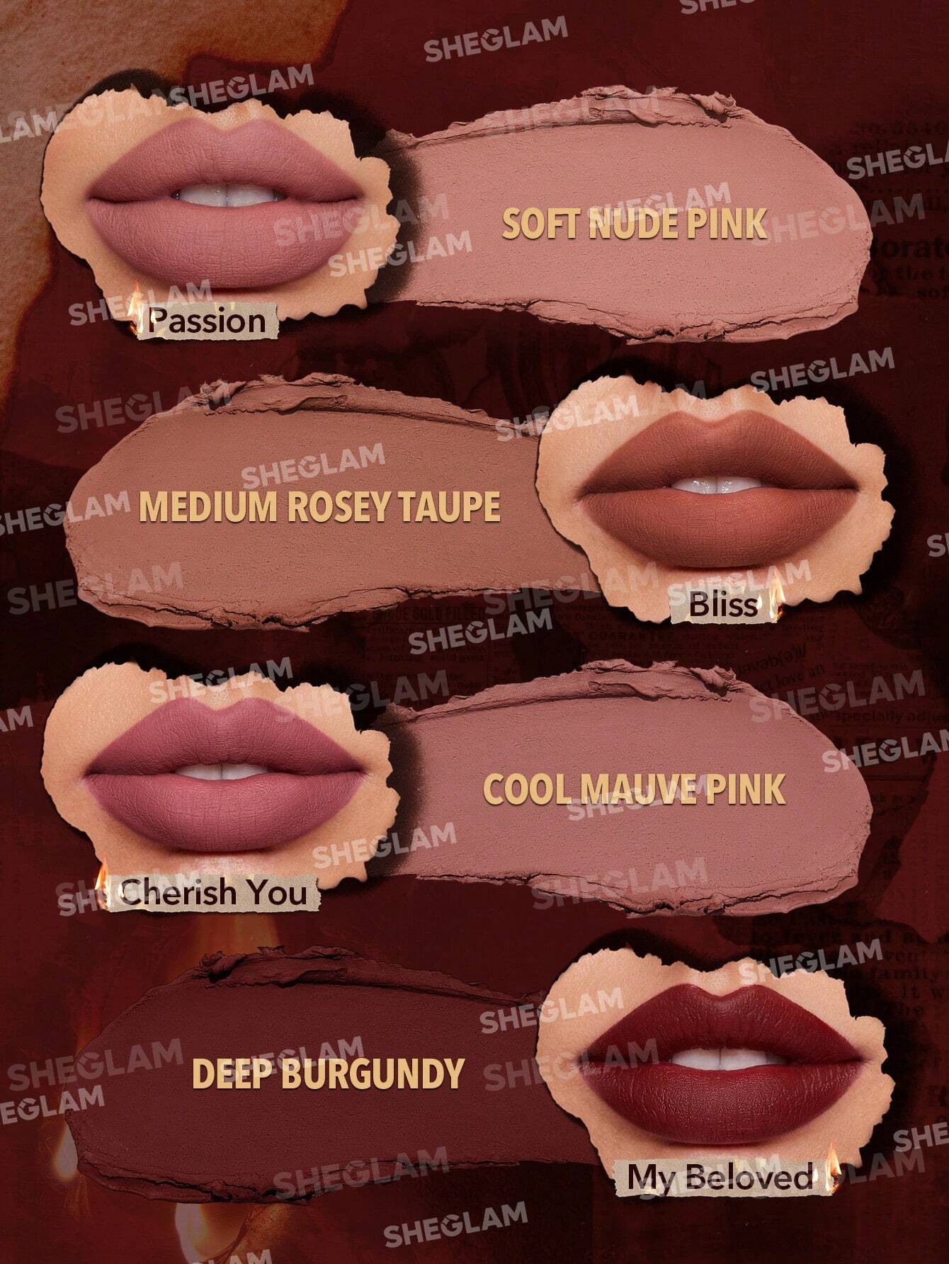 Sheglam Ember Rose Set Dynamatte Boom Long Lasting 4 Pcs