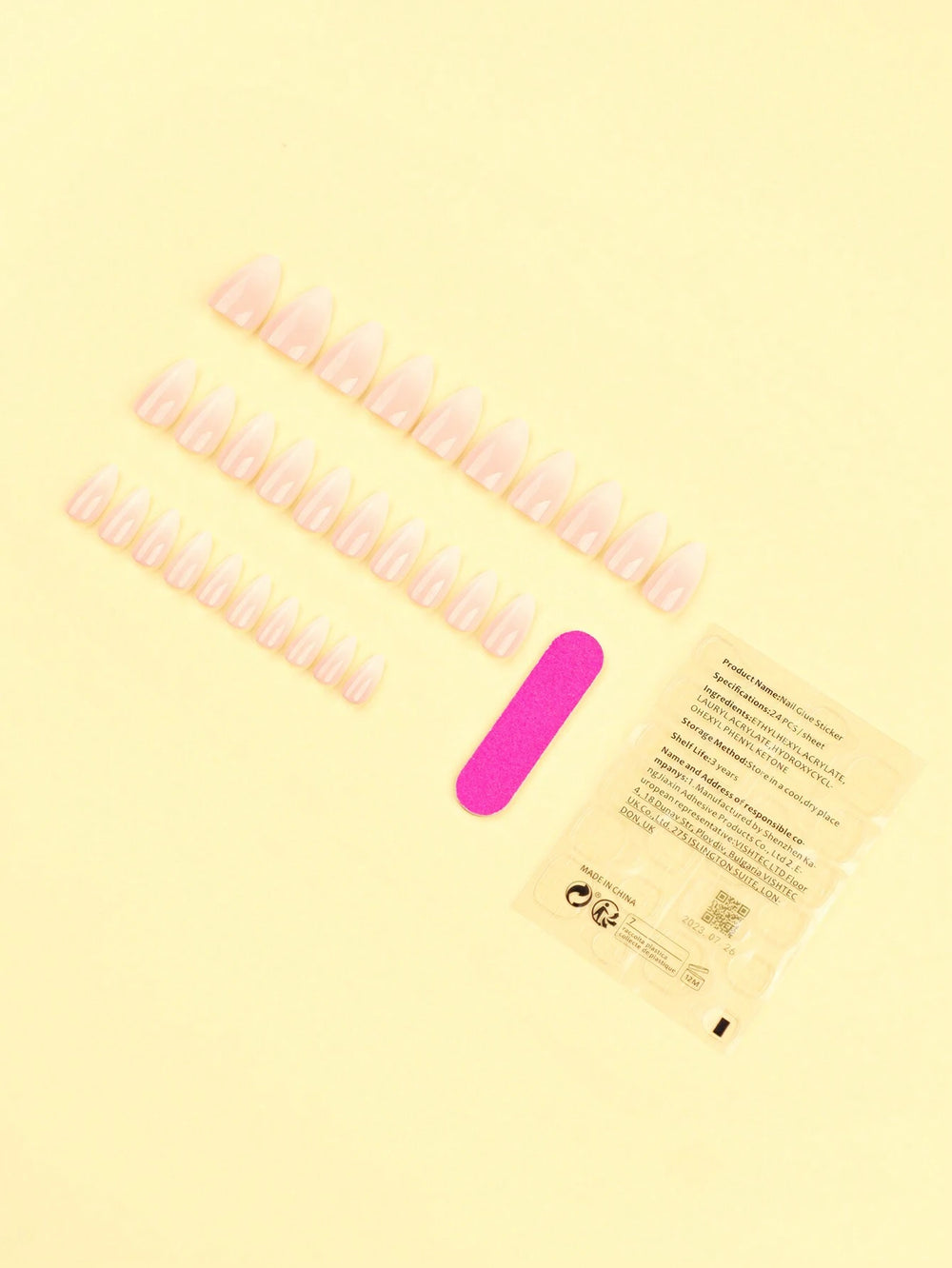 Shein 30Pcs French Short Almond Shape Nails