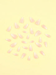 Shein 30Pcs French Short Almond Shape Nails