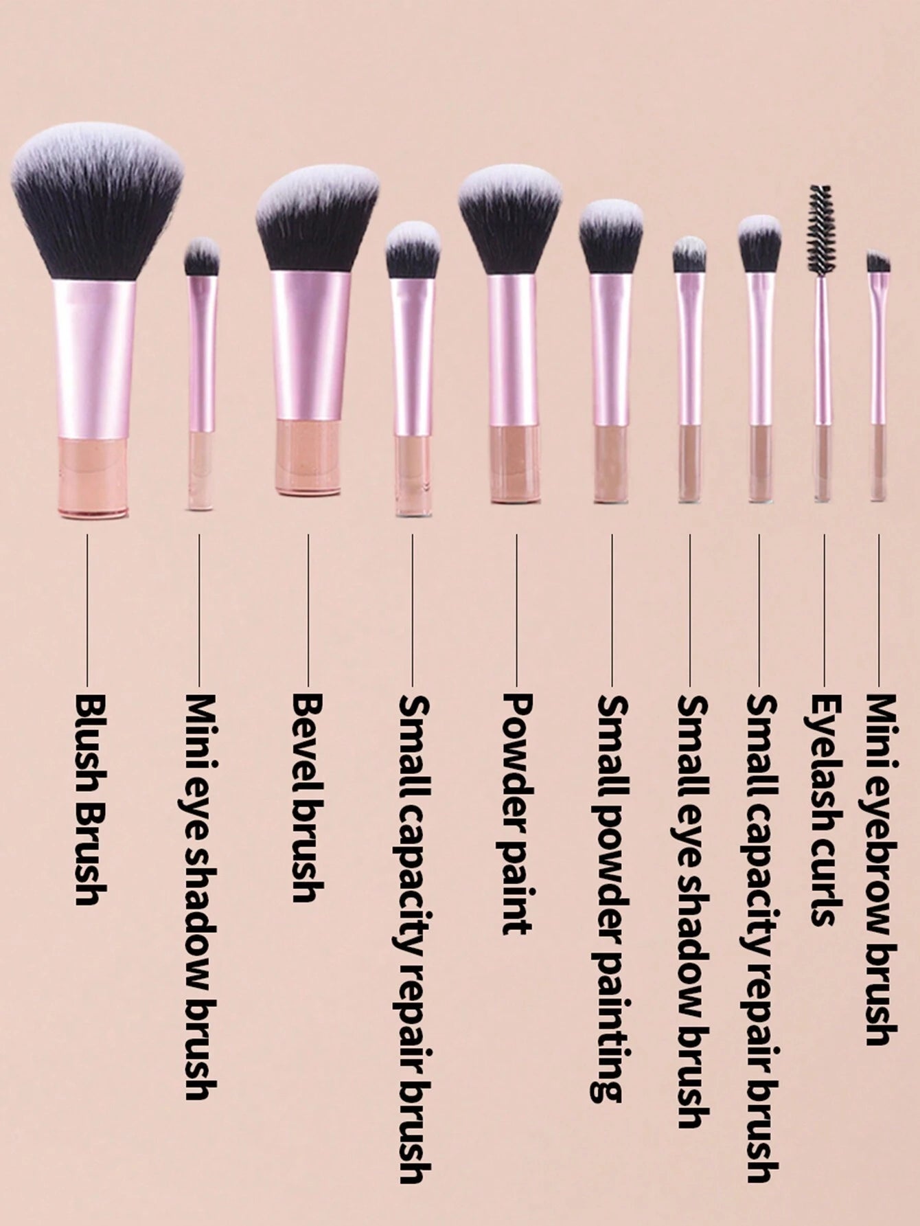Shein Mini Makeup Brush Set 10 Pieces Pink