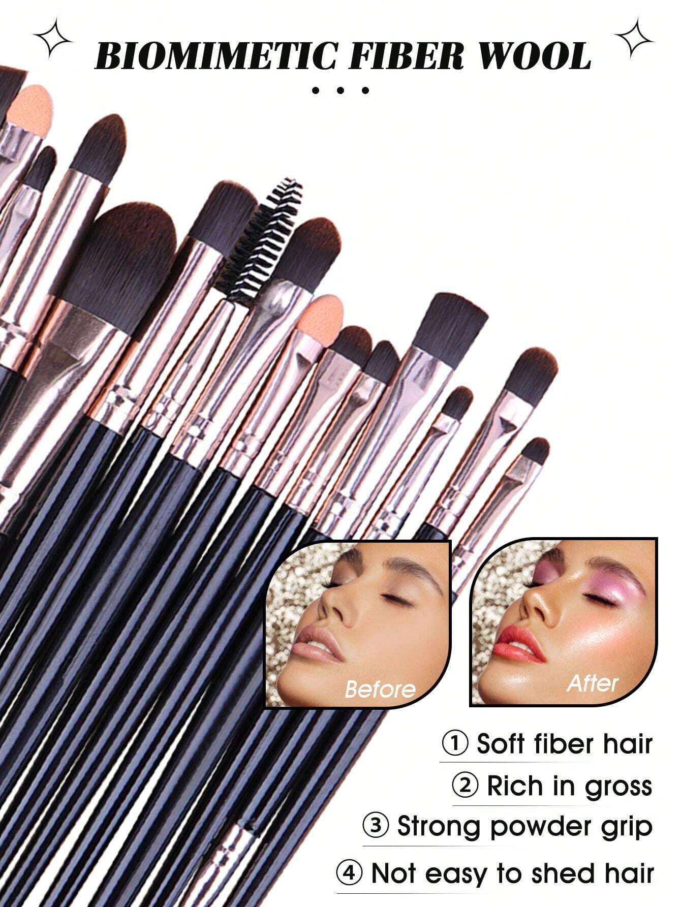 Shein 20pcs Makeup Brush Set and 1pc Storage Stand+6PCS Makeup Puff+5PCS Makeup Sponge with bag
