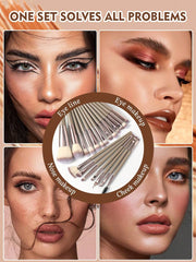 SheIn Maange Professional Makeup Brush Set 20 Pieces - Beige