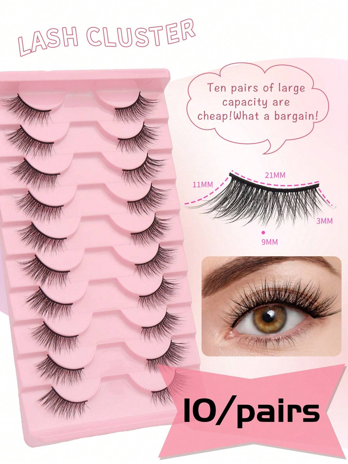 Shein 10 pairs of natural-looking crisscross cat
