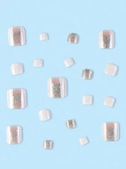 Shein Glitter White Toenails 24 Pieces