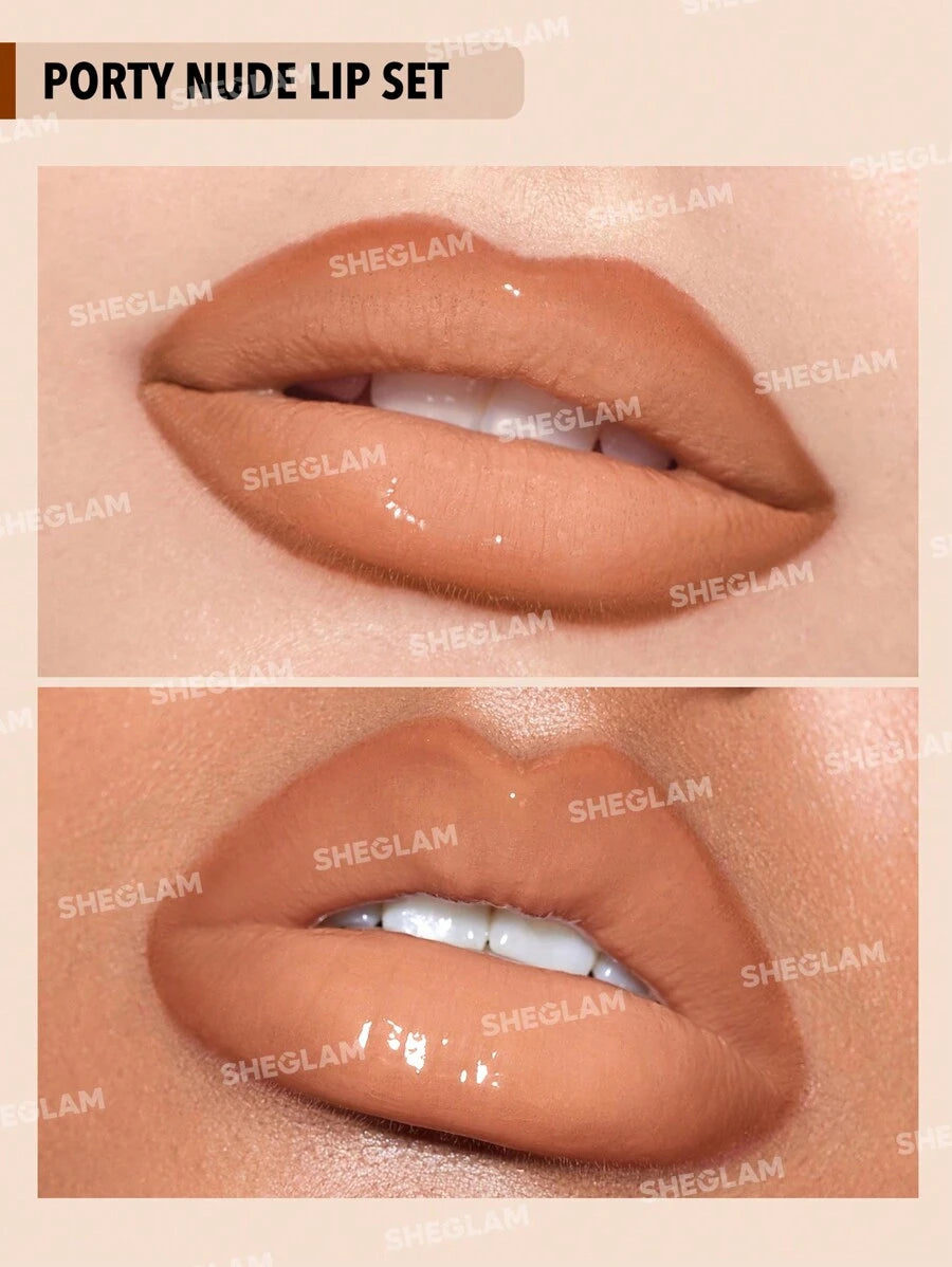 Sheglam Soft 90 s Glam 3 in 1 Lip Liner And Lip Duo Pouty Nude