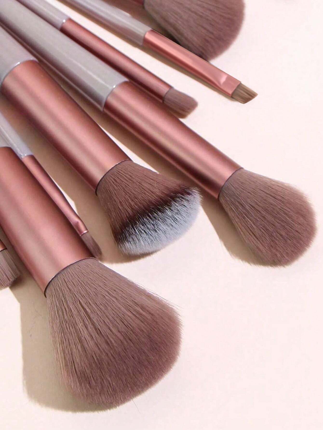 Shein 13pcs brown Makeup Brushes + spong and puff