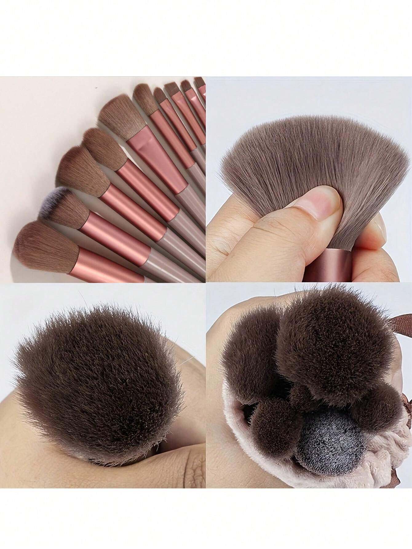 Shein 13pcs brown Makeup Brushes + spong and puff