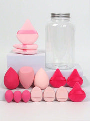 Shein 15Pcs Makeup Sponge Set with Storage Container