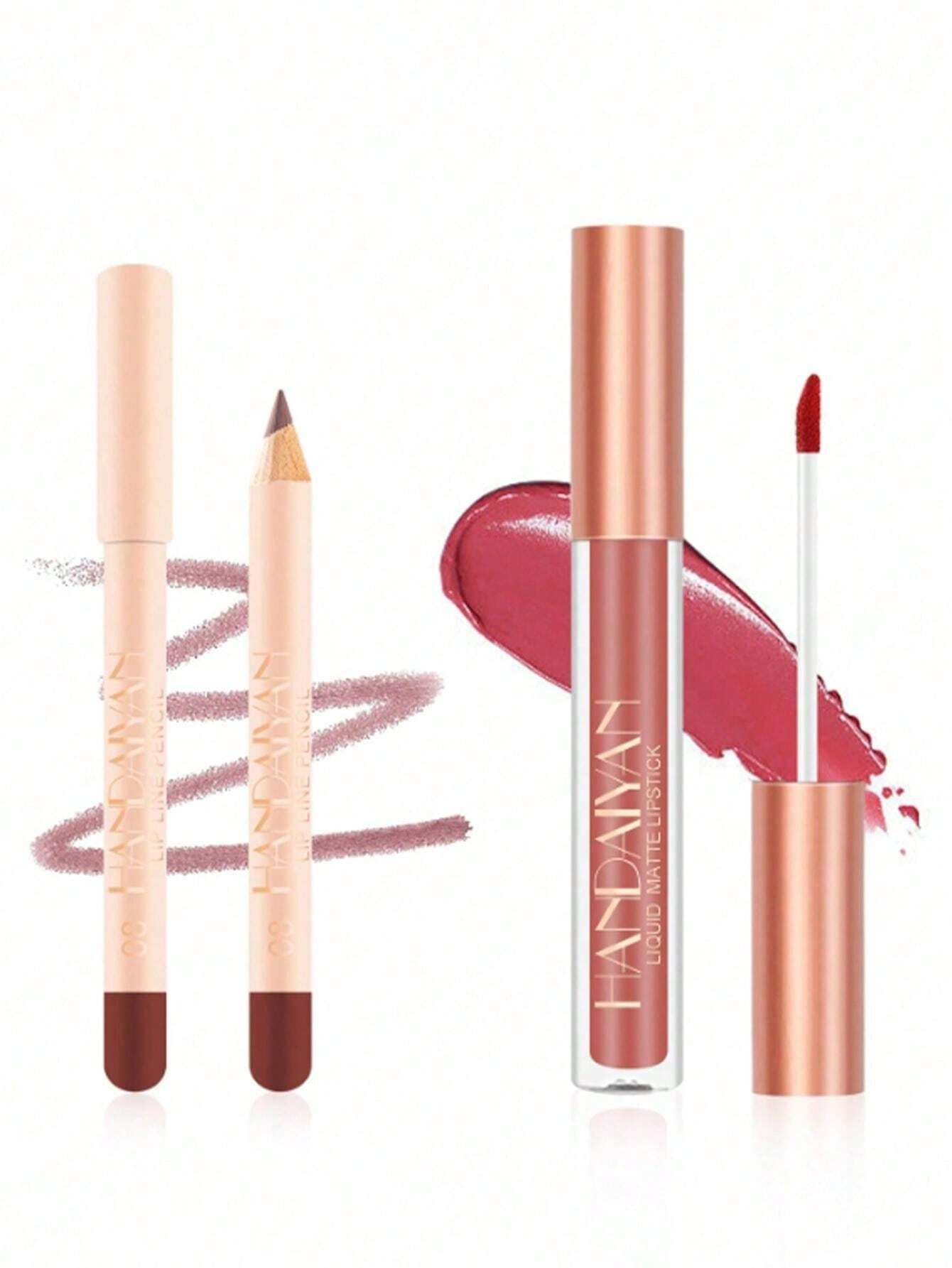 HANDAIYAN Lip Liner And Lip Gloss Combination Set