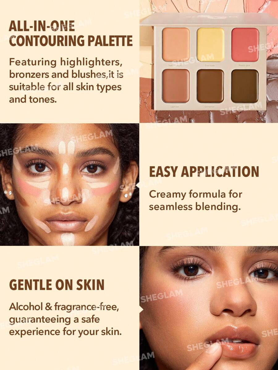 Sheglam Stereo Face Creamy Contour Palette 6 shades French Girl