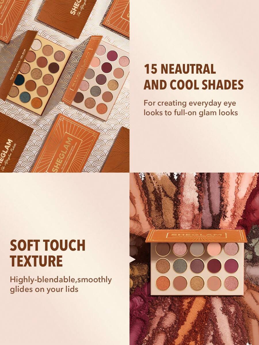Sheglam Eyeshadow Palette 15-Color Matte Gilding Shimmer