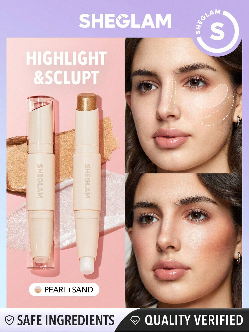Sheglam Color and Sculpt Stick 2 In 1 Contour Dual Head Highlighter