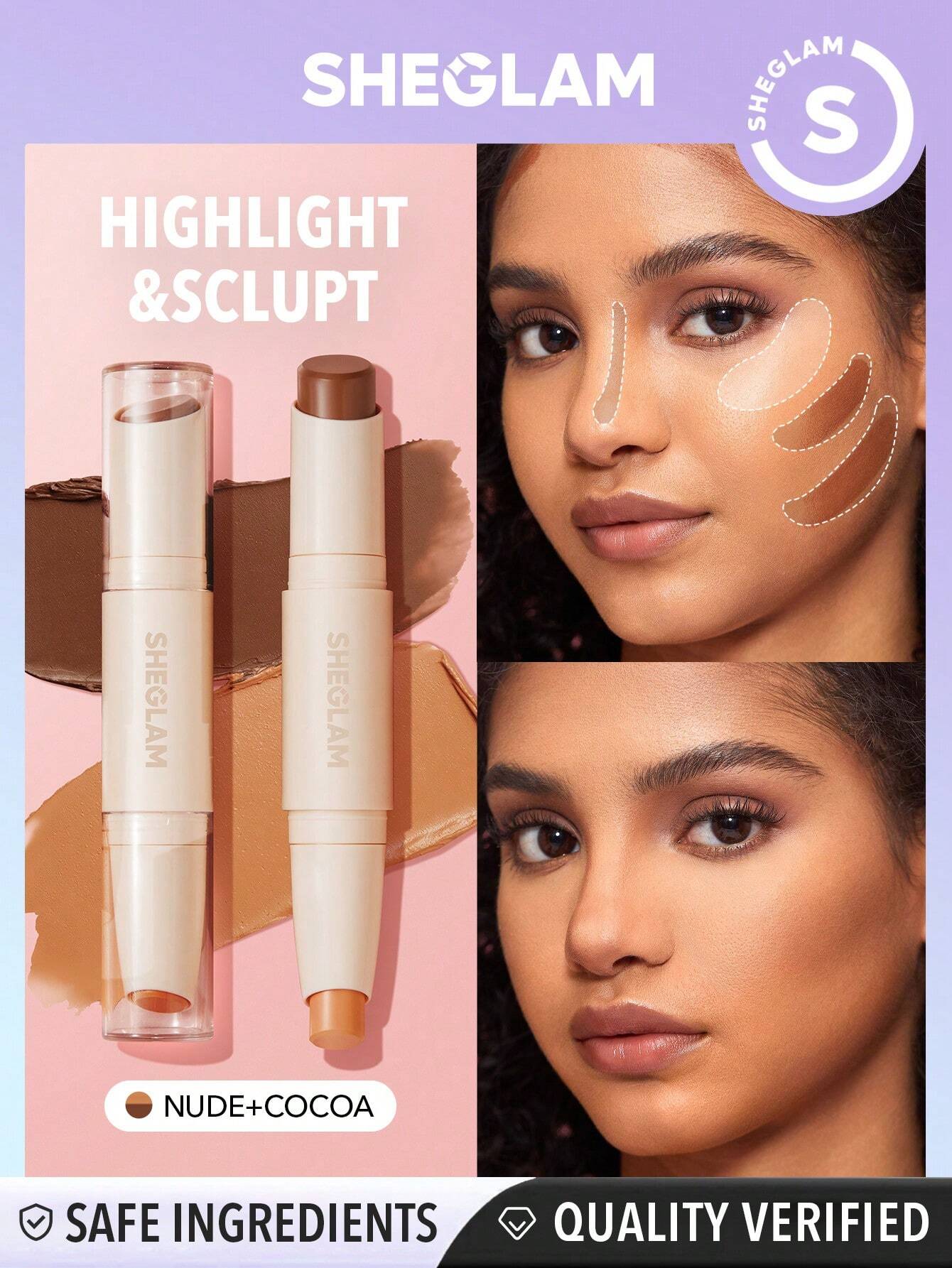 Sheglam Color and Sculpt Stick 2 In 1 Contour Dual Head Highlighter