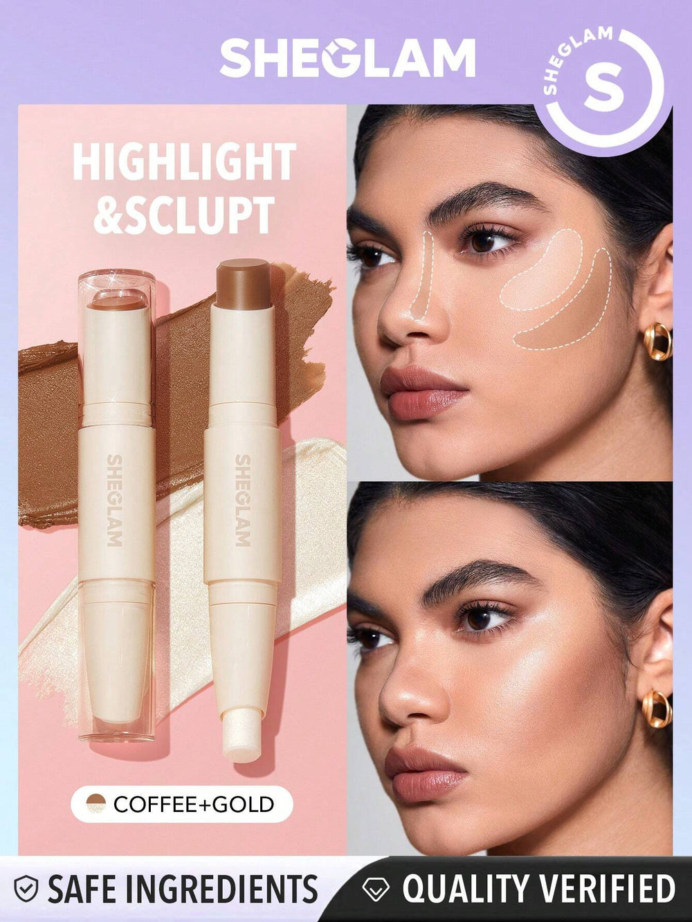 Sheglam Color and Sculpt Stick 2 In 1 Contour Dual Head Highlighter