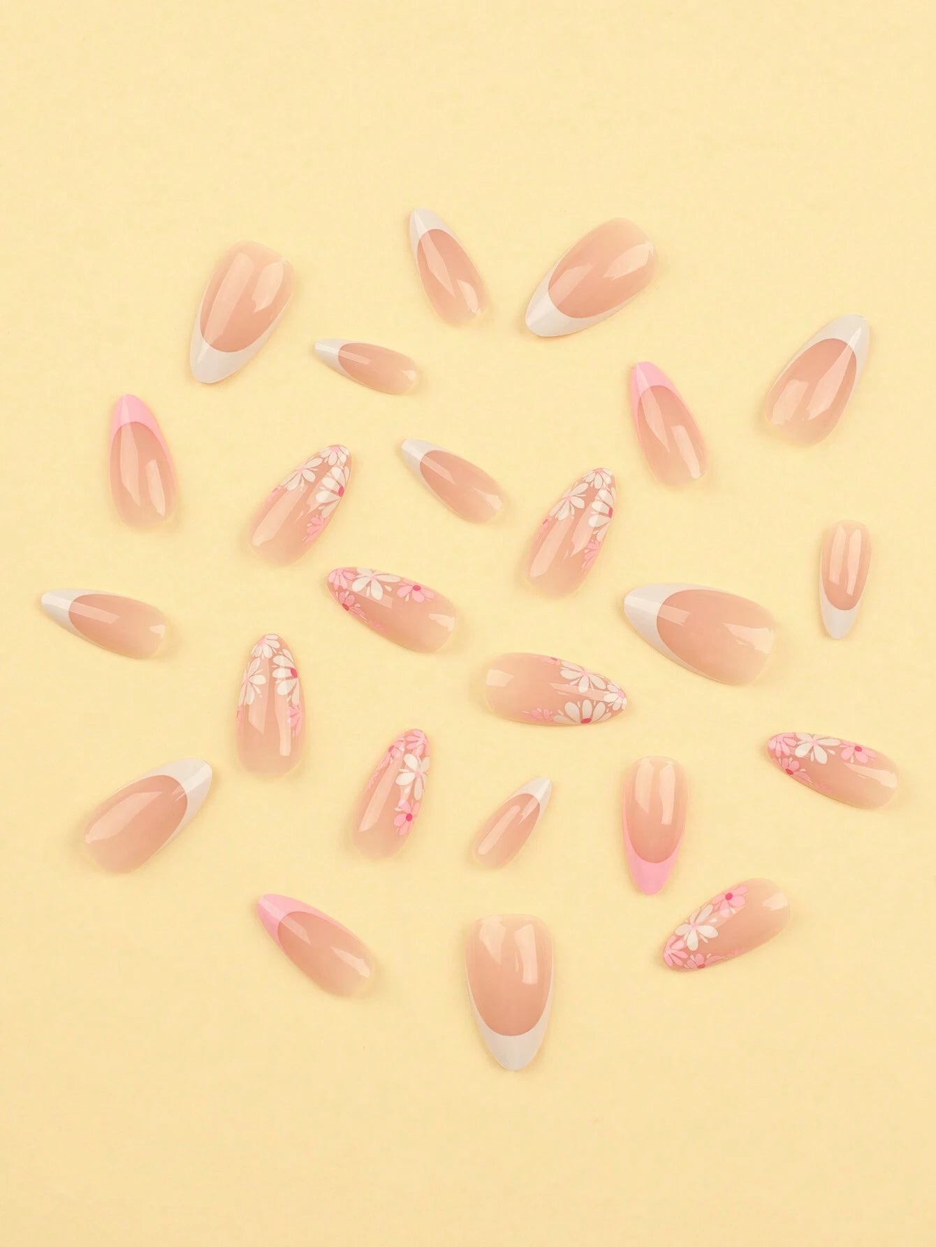 Shein 24pcs Summer Model Short Nails Pink French