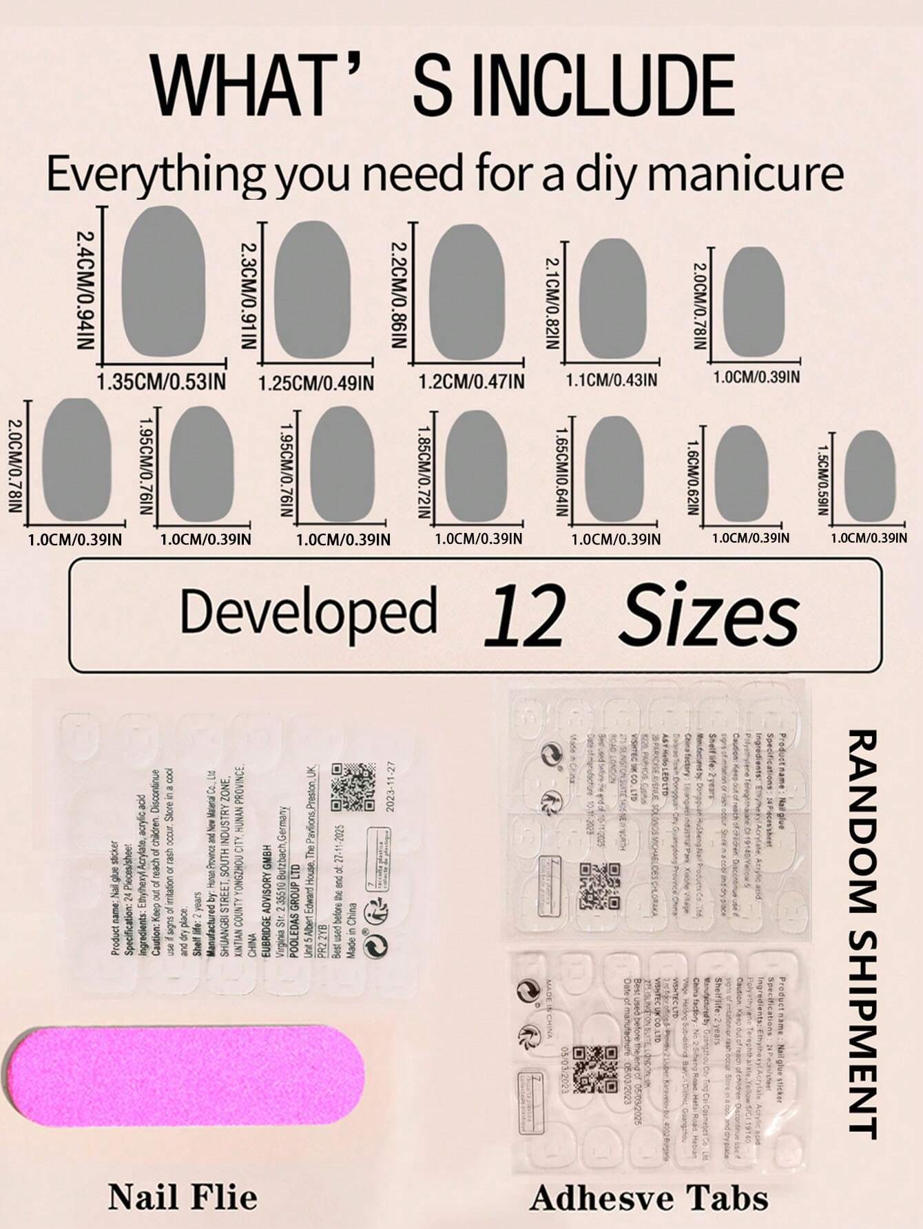 Shein 24 pieces of long oval French gradient nail stickers for Ramadan