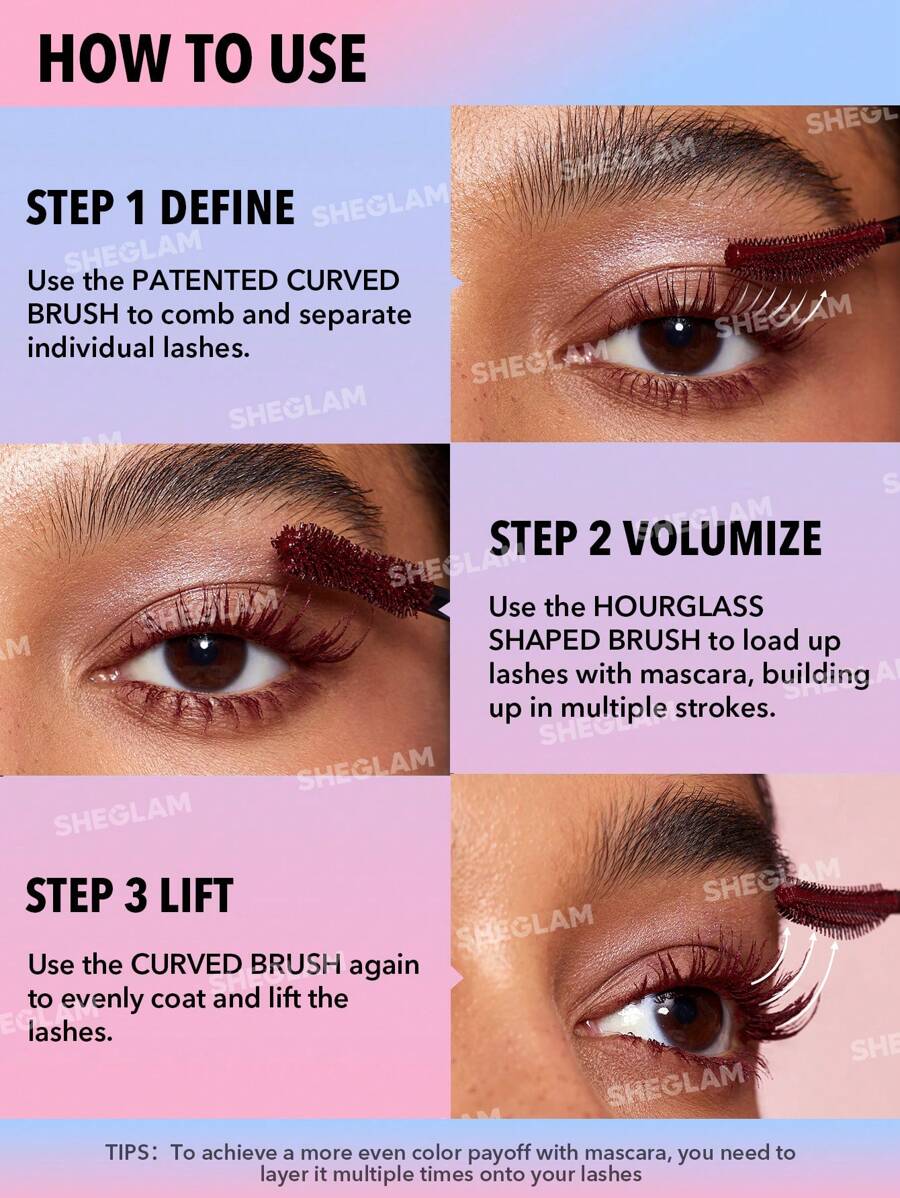 Sheglam All-In-One Volume and Length Mascara-waterproof brugundy