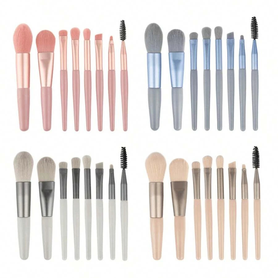 Shein 8pcs Makeup Brush Set  Macaron Brush Portable Concealer