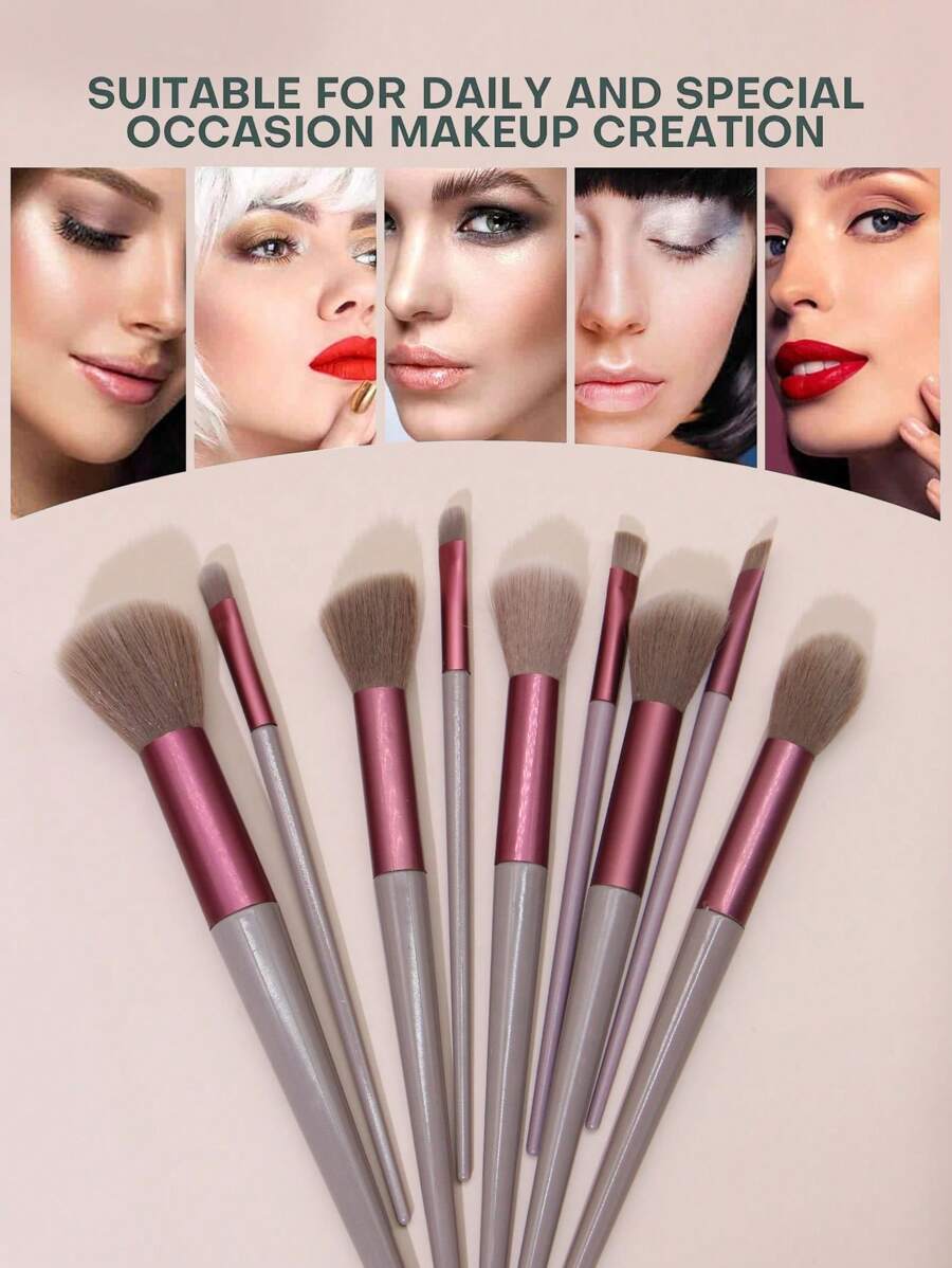 SheIn New 13 Piece Makeup Brush Set Includes 3 Pieces Makeup Sponges and 3 Pieces Pink Powder