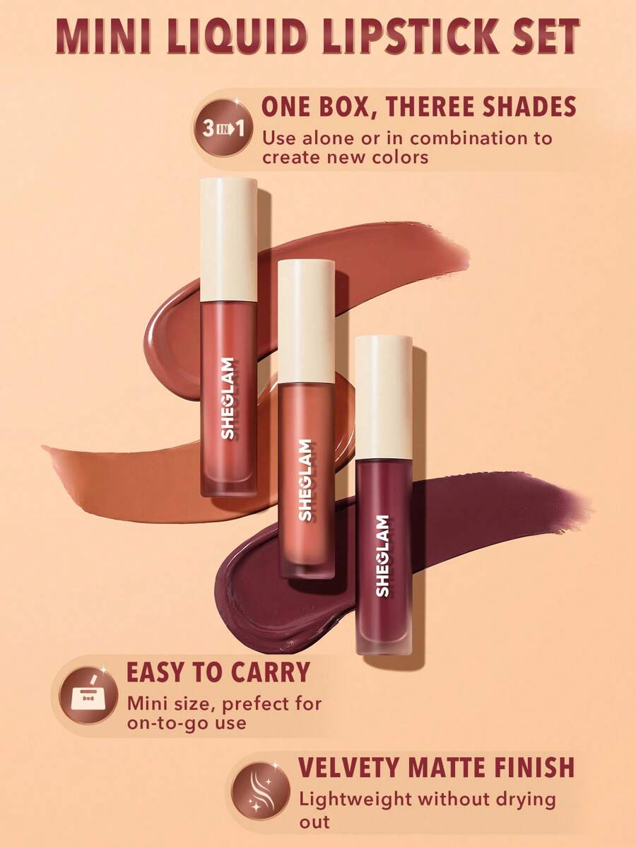 Sheglam Allure Mini 3 Piece Liquid Lipstick Set - Feel Real