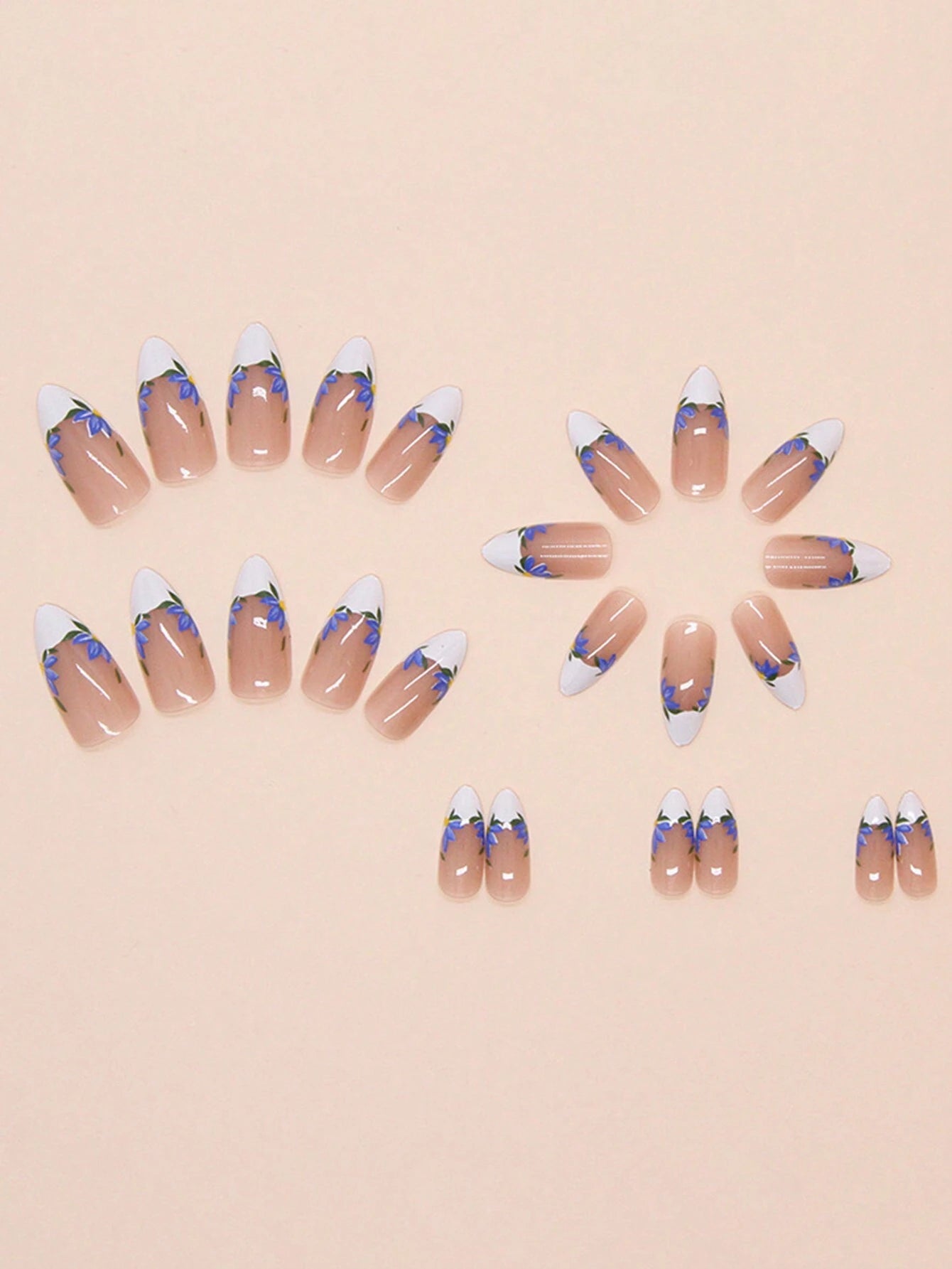 Shein 24pcs Long Almond-Shaped Press-On Nails