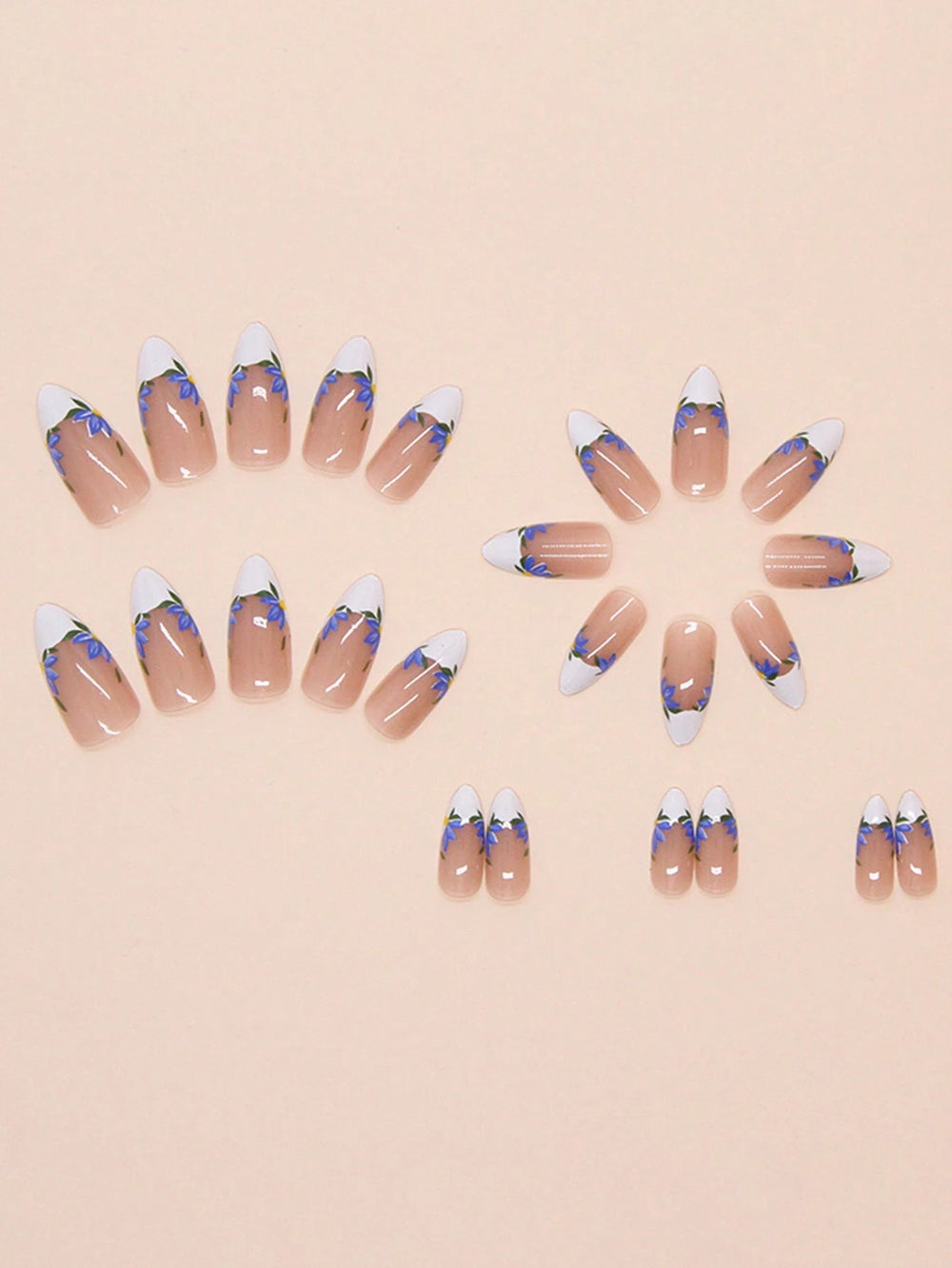 Shein 24pcs Long Almond-Shaped Press-On Nails