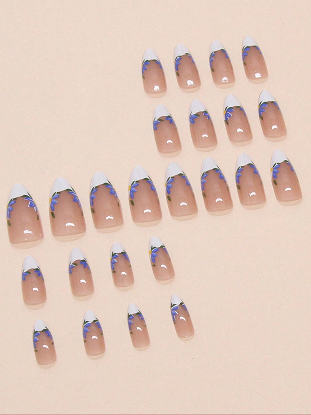 Shein 24pcs Long Almond-Shaped Press-On Nails